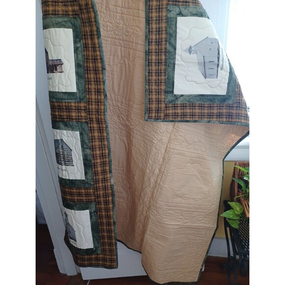 Great Smoky Mountains landmark quilt cabin church patchwork Tennessee coverlet - Picture 7 of 14